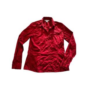 Casual Corner Shirt Women's Long Sleeve Button Up Size‎ 4 Red Polyester Collared